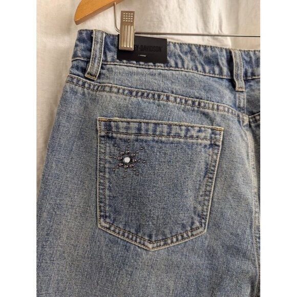 Harley Davidson studded out jeans womens size 31 embellished 100% cotton I8 - Picture 11 of 16